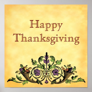 Poster d'art de Cornucopia Vintage bon thanksgivin