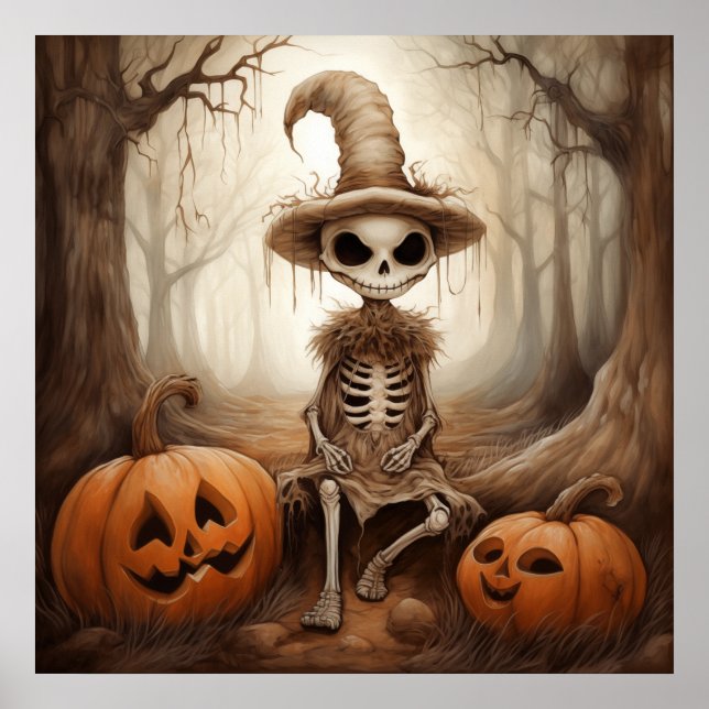 Poster d'art de Halloween Skeleton (Devant)