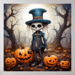 Poster d'art de Halloween Skeleton
