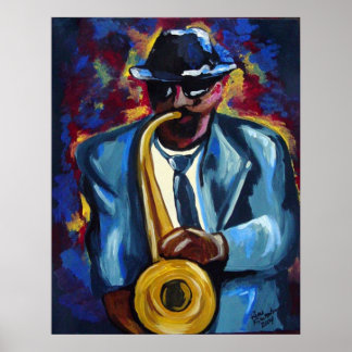 Poster d'art de Jazz Sax Saxophone Musicien