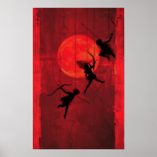 Poster d'art de la carte Tarot Surreal en Rouge Mi