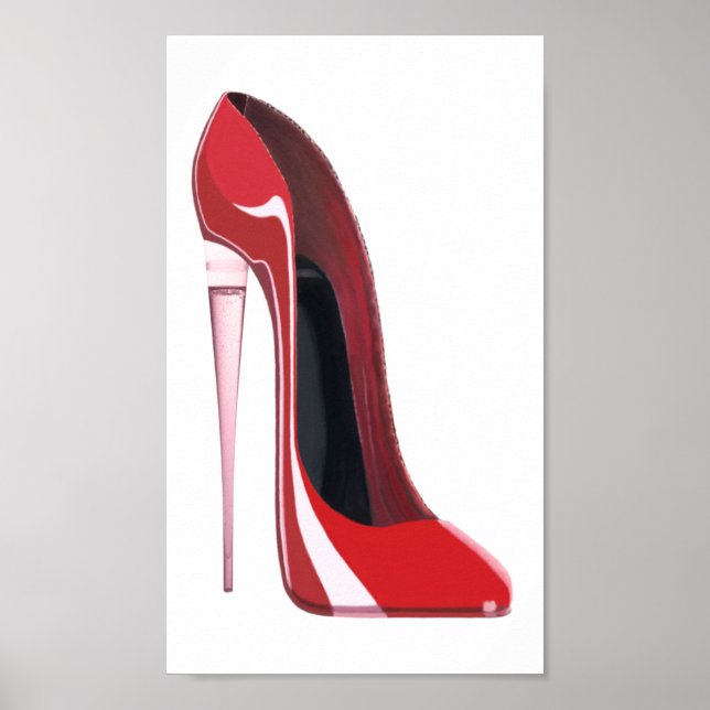 Poster d'art de la Chaussure Flute Rouge Stiletto (Devant)