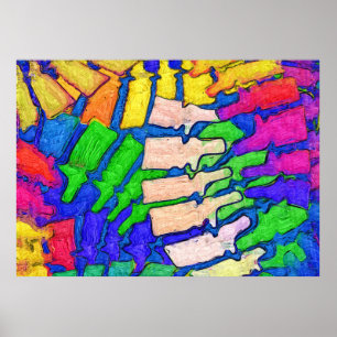 Poster d'art de la colonne vertébrale colorée (hor
