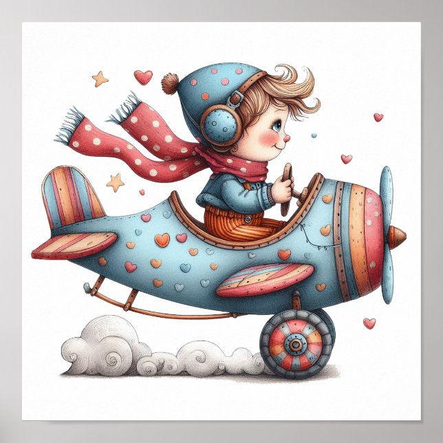 Poster d'art de la crèche mignonne Enfant volant v (Devant)