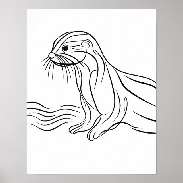 Poster d'art de la ligne Otter de la rivière Irish (Devant)