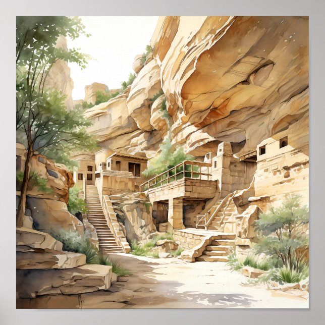 Poster d'art de l'aquarelle du parc national Mesa  (Devant)