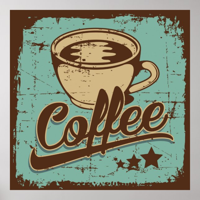Poster d'art de mot café rétro (Devant)