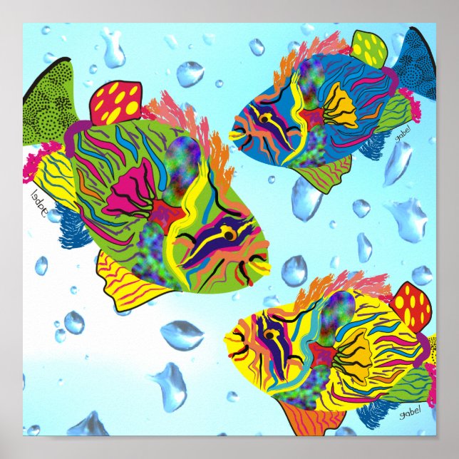 Poster d'art de poissons tropicaux, Poisson lunair (Devant)