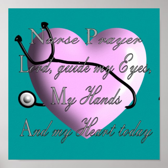 Poster d'art de prière infirmière - Coeur rose emb (Devant)