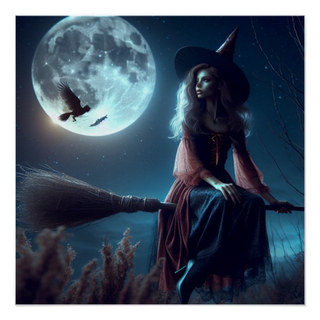 Poster d'art de sorcière Imaginaire magique Hallow (Devant)