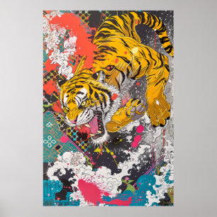 Poster d'art de Tiger Majestic - Illu faune détail