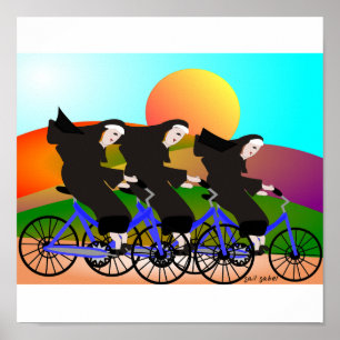 Poster d'art des soeurs à vélo