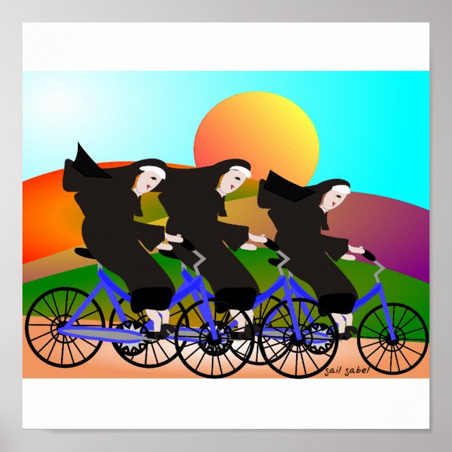 Poster d'art des soeurs à vélo (Devant)