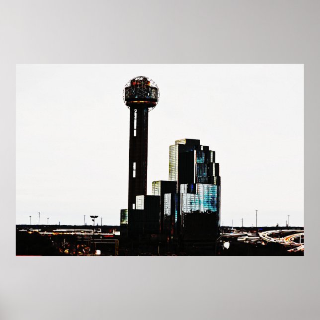 Poster d'art du centre-ville de Dallas Texas Tower (Devant)