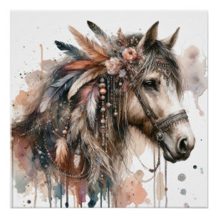 Poster d'art du Cheval Aquarelle