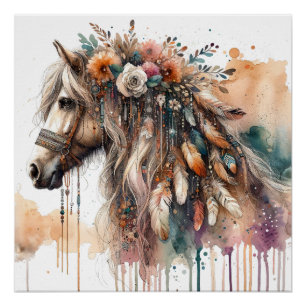 Poster d'art du Cheval Aquarelle