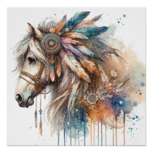 Poster d'art du Cheval Aquarelle