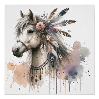 Poster d'art du Cheval Aquarelle