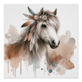 Poster d'art du Cheval Aquarelle
