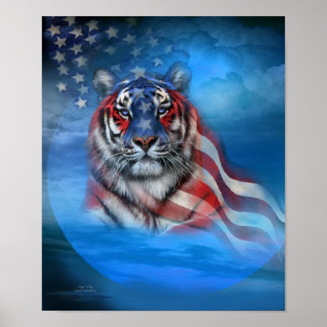 Poster d'art du drapeau de tigre blanc/Imprimer (Devant)