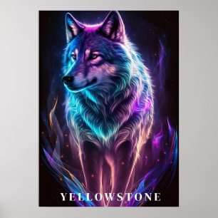 Poster d'art du loup de Yellowstone