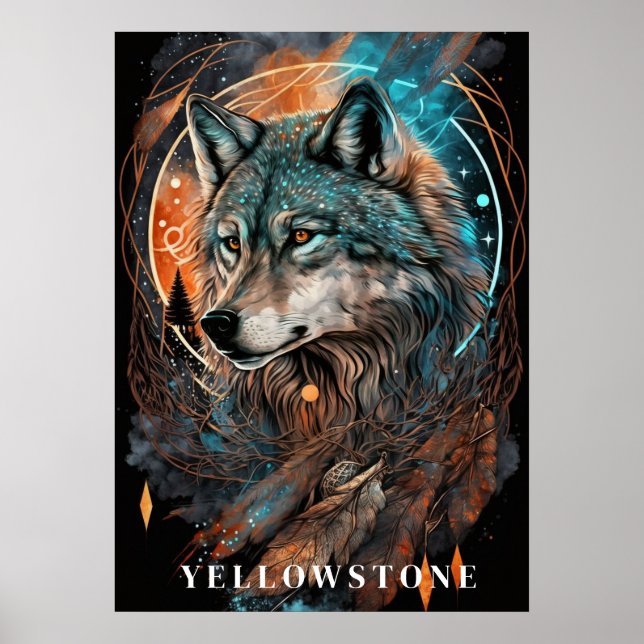 Poster d'art du loup de Yellowstone (Devant)