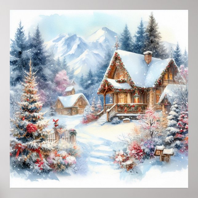 Poster d'art du paysage de Noël (Devant)