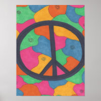 Poster d'art du symbole de la paix rétro