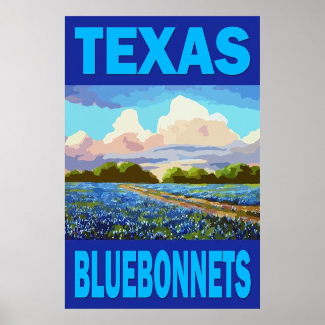 Poster d'art du Texas Bluebonnets (Devant)