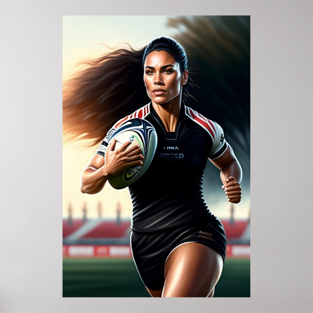 Poster d'art d'une joueuse de rugby (Devant)