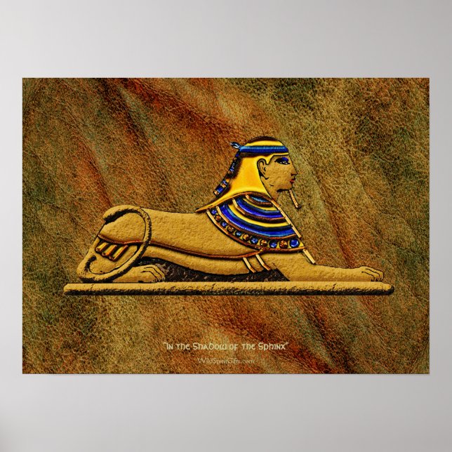 Poster d'art égyptien Sphinx sur l'effet cuir (Devant)