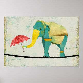 Poster d'Art Eléphant Golden Graceful