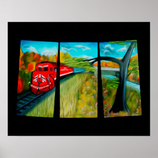Poster d'art Enchanted Red Train Passage