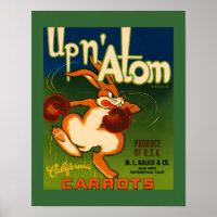 Poster d'art et de carottes en Californie vintage