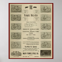 Poster d'art et de vélos Temple Vintage 1896