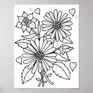 Poster d'art floral Bouquet Art Coloring Page
