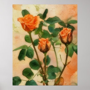 Poster d'Art Floral Orange Rose
