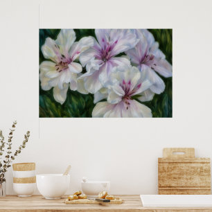 Poster d'art floral rose et blanc