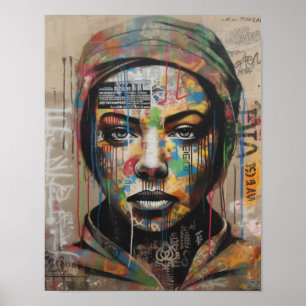 Poster d'art Graffiti féminin sans émotion