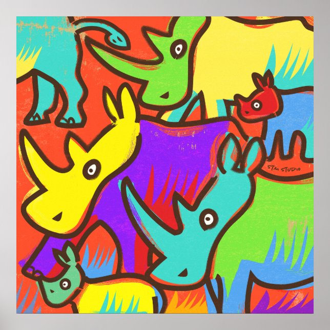 Poster d'art graffiti Rhino (Devant)