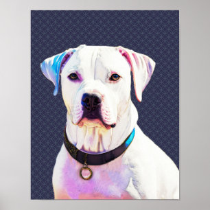 Poster d'art graphique de Chien taureau blanc
