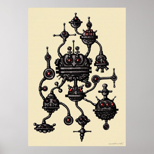 poster d'art graphique robotique cool (Devant)
