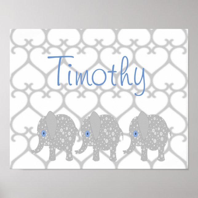 Poster d'art Grey Elephant Baby Nursery (Devant)
