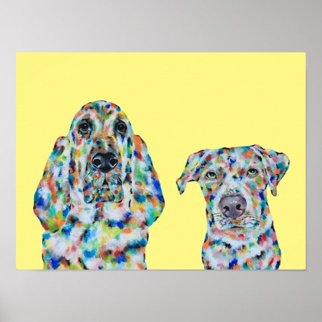 Poster d'art Hound Dog and Labrador (Devant)