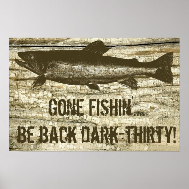 Poster d'Art Humoristique Pêche Gone Fish Thème Ar (Devant)