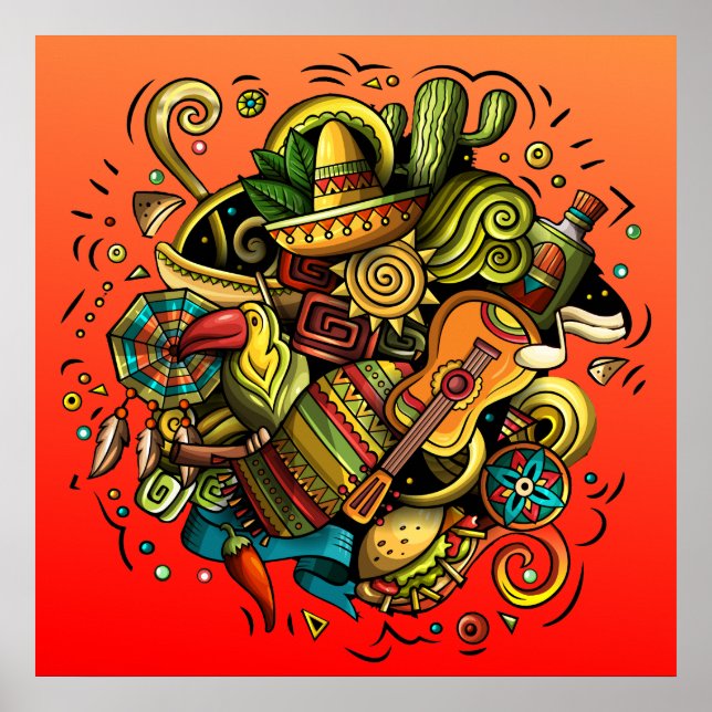 Poster d'art illustratif Amérique latine / Mexique (Devant)