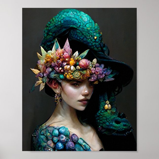 Poster d'art Imaginaire de fille Dragon (Devant)