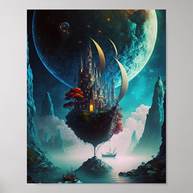 Poster d'art Imaginaire du château flottant (Devant)