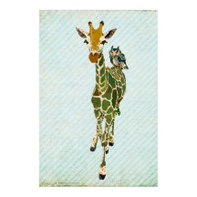 Poster d'art Jade Giraffe & Owl