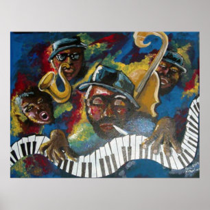 Poster d'art Jazz Bass Trumpet Piano